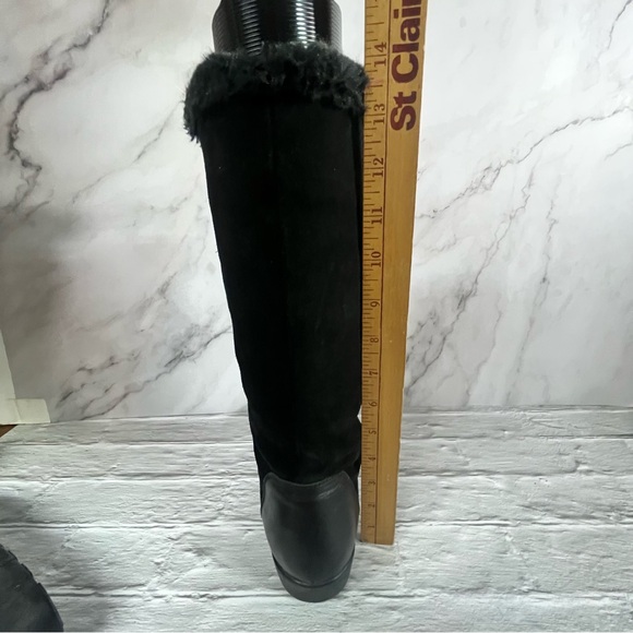 Aquatalia Black Suede Tall Weatherproof Winter Boots Fur lined - Picture 15 of 15